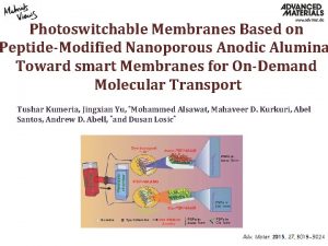 Photoswitchable Membranes Based on PeptideModified Nanoporous Anodic Alumina