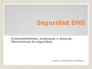 Seguridad DNS Vulnerabilidades amenazas y ataques Mecanismos de