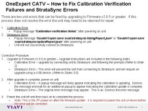 One Expert CATV How to Fix Calibration Verification