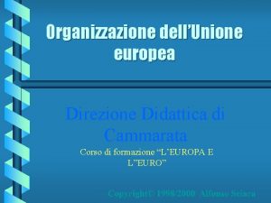 Organizzazione dellUnione europea Direzione Didattica di Cammarata Corso