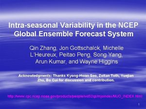 Intraseasonal Variability in the NCEP Global Ensemble Forecast