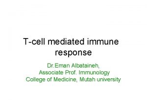 Tcell mediated immune response Dr Eman Albataineh Associate