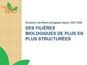 volutions des filires biologiques depuis 2007 2008 DES