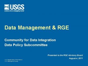 Data Management RGE Community for Data Integration Data