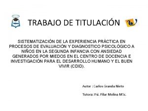 TRABAJO DE TITULACIN SISTEMATIZACIN DE LA EXPERIENCIA PRCTICA