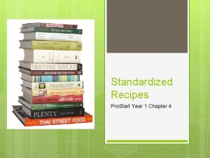 Standardized Recipes Pro Start Year 1 Chapter 4