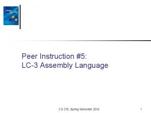 Peer Instruction 5 LC3 Assembly Language CS 270