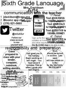 Sixth Grade Language Mrs Davidson Arts communication with