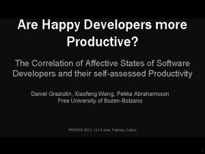 Are Happy Developers more Productive The Correlation of