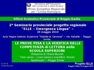 Ufficio Scolastico Provinciale di Reggio Emilia 2 Seminario