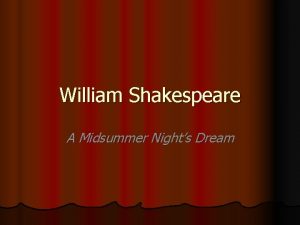 William Shakespeare A Midsummer Nights Dream The Background