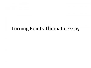 Turning Points Thematic Essay Turning Point Protestant Reformation