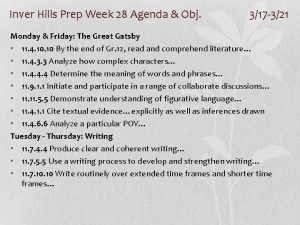 Inver Hills Prep Week 28 Agenda Obj 317