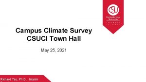 Campus Climate Survey CSUCI Town Hall May 25