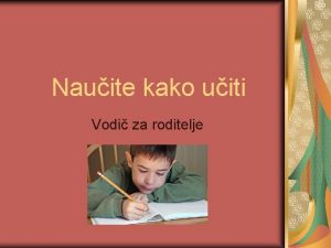 Nauite kako uiti Vodi za roditelje Kratak sadraj