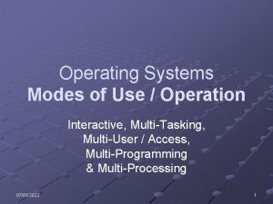 Operating Systems Modes of Use Operation Interactive MultiTasking