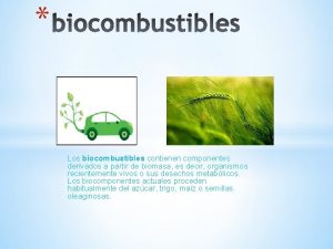 Los biocombustibles contienen componentes derivados a partir de
