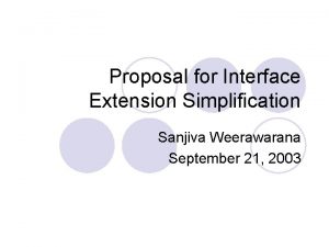 Proposal for Interface Extension Simplification Sanjiva Weerawarana September