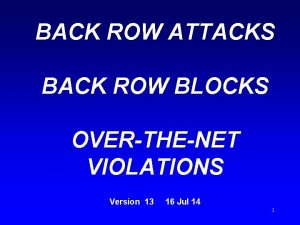 BACK ROW ATTACKS BACK ROW BLOCKS OVERTHENET VIOLATIONS