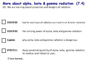 More about alpha beta gamma radiation 7 4