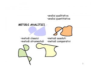 analisi qualitativa analisi quantitativa METODI ANALITICI metodi classici