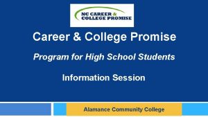 Career College Promise Program for High School Students