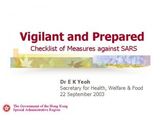 Vigilant and Prepared Checklist of Measures against SARS