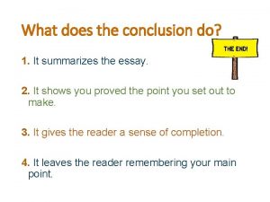 What does the conclusion do 1 It summarizes