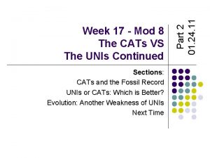 Sections CATs and the Fossil Record UNIs or