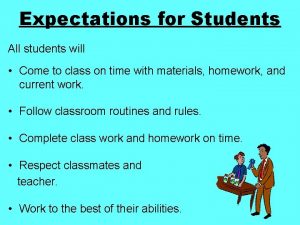 Expectations for Students All students will Come to