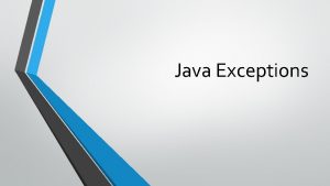 Java Exceptions public class Izuzeci Demo public static