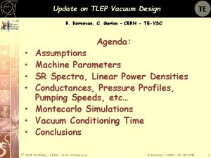 Update on TLEP Vacuum Design R Kersevan C