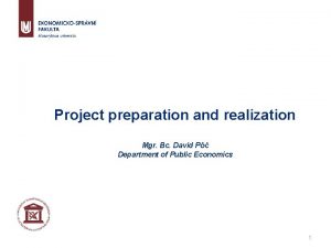 Project preparation and realization Mgr Bc David P