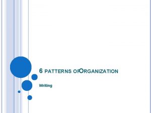 6 PATTERNS OFORGANIZATION Writing 6 PATTERNS OF ORGANIZATION