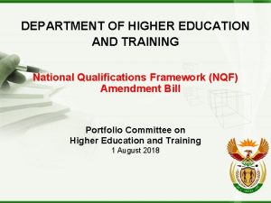 DEPARTMENT OF HIGHER EDUCATION AND TRAINING National Qualifications