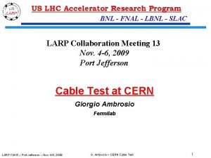 BNL FNAL LBNL SLAC LARP Collaboration Meeting 13
