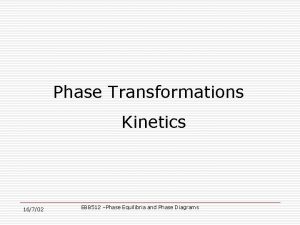 Phase Transformations Kinetics 16702 EBB 512 Phase Equilibria