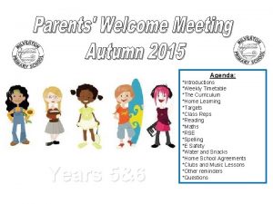 Agenda Years 56 Introductions Weekly Timetable The Curriculum