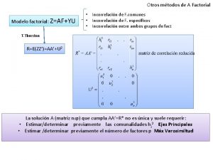 Otros mtodos de A Factorial Modelo factorial ZAFYU