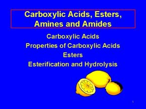 Carboxylic Acids Esters Amines and Amides Carboxylic Acids