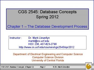 CGS 2545 Database Concepts Spring 2012 Chapter 1