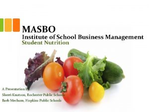 MASBO Institute of School Business Management Student Nutrition