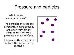 Pressure and particles What causes pressure in gases