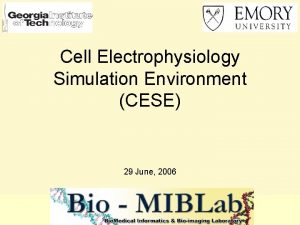 Cell Electrophysiology Simulation Environment CESE 29 June 2006