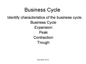 Business Cycle Identify characteristics of the business cycle