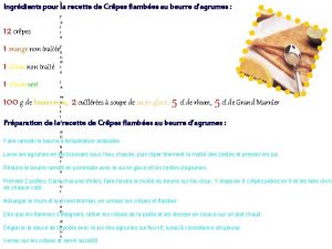 s Ingrdients pour la recette de Crpes flambes