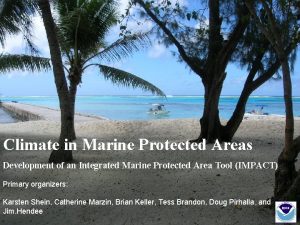 Climate in Marine Protected Areas Development of an