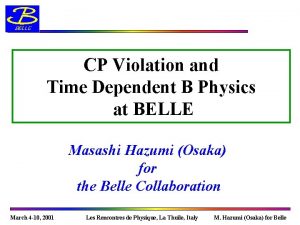 CP Violation and Time Dependent B Physics at
