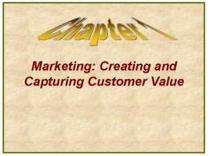 Marketing Creating and Capturing Customer Value Market Product