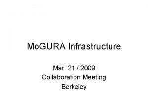 Mo GURA Infrastructure Mar 21 2009 Collaboration Meeting